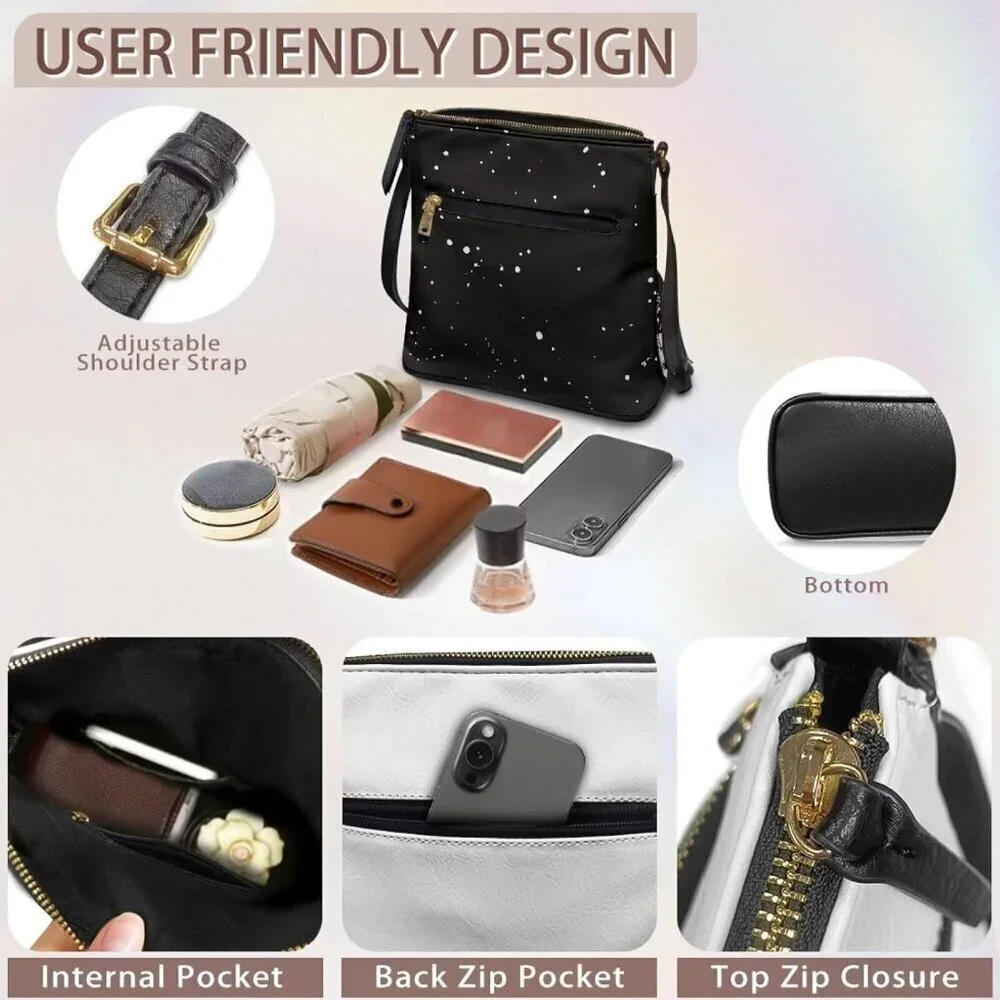 Leather Purse for Women Small Zippered Crossbody Travel Handbag